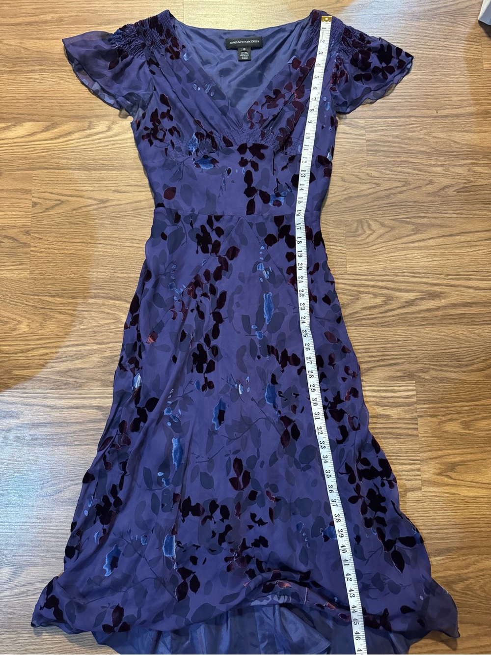 Jones New York Purple Velvet Floral V‑Neck Midi Dress - Picture 5 of 12